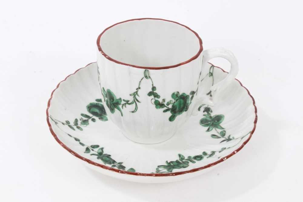 Lot 159 - A Bristol green monochrome coffee cup and saucer, circa 1775