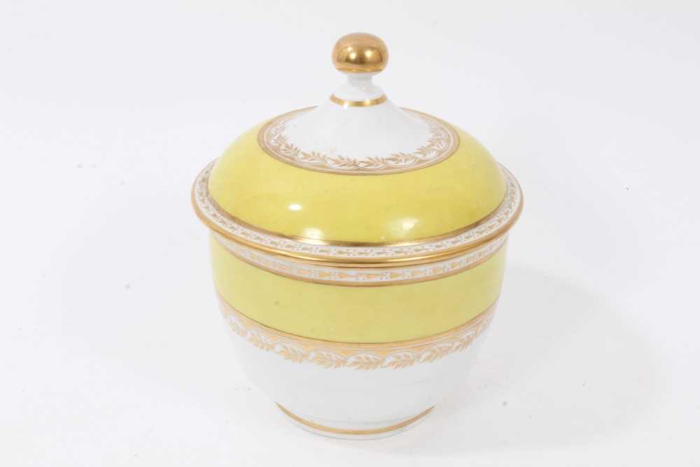 Lot 174 - A Flight and Barr yellow ground sucrier and cover, circa 1795-1800