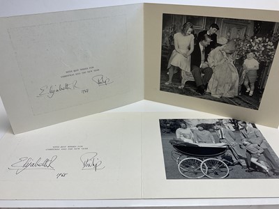Lot 31 - H.M. Queen Elizabeth II and H.R.H The Duke of Edinburgh, two signed 1964 and 1965 Christmas cards both with photographs of The Royal Family (2)