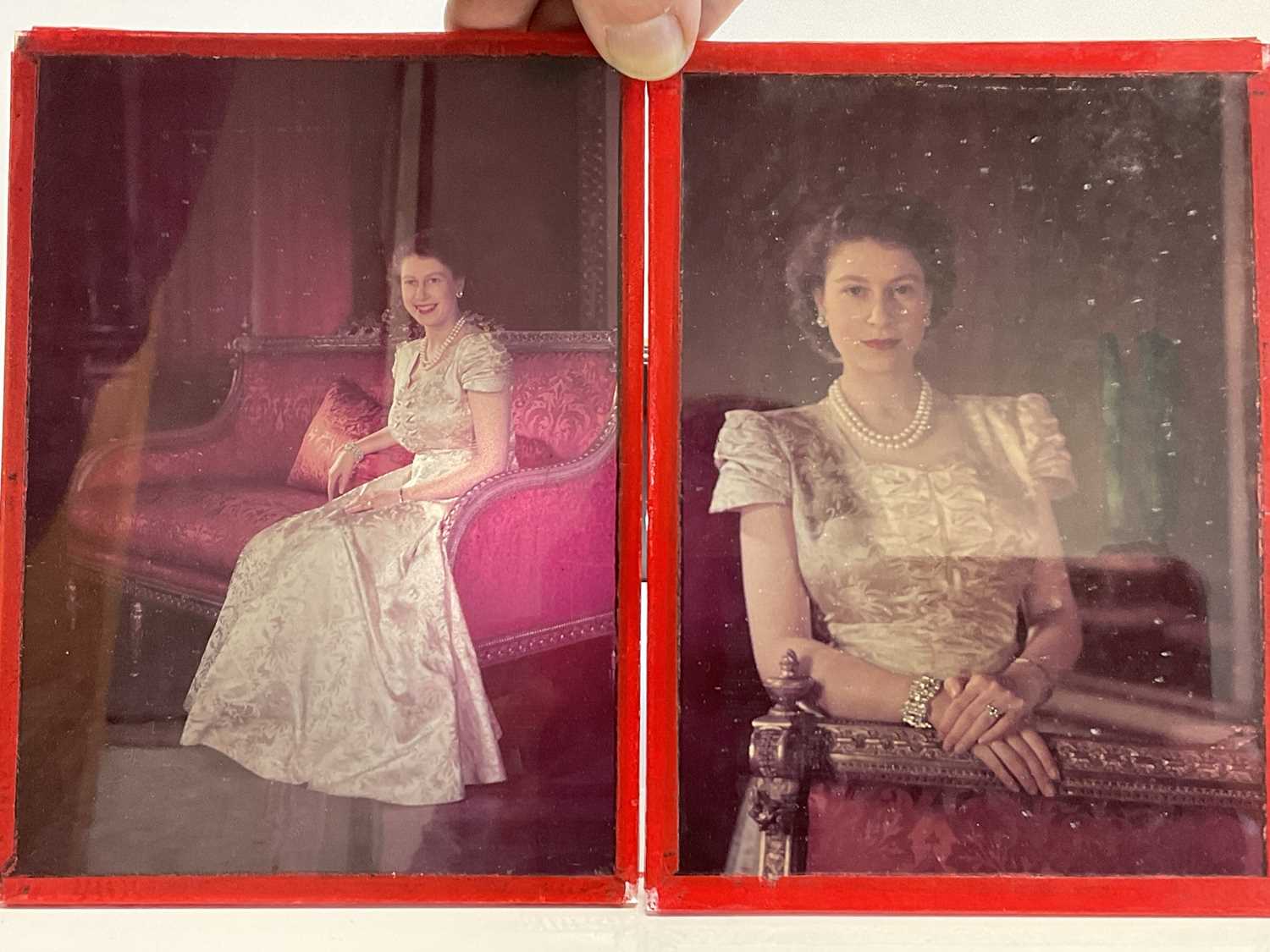 Lot 36 - Two early 1950s colour glass negatives of H.R.H. Princess Elizabeth (later H.M. Queen Elizabeth II) in a ball gown taken at Buckingham Palace - each 17cm x 12cm