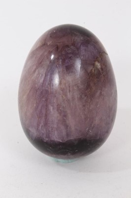 Lot 812 - Carved Derbyshire Fluorspar Blue John specimen egg, 5cm high