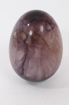 Lot 812 - Carved Derbyshire Fluorspar Blue John specimen egg, 5cm high