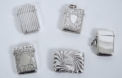 Lot 361 - Group of five late Victorian and Edwardian silver vestas (Various dates and makers)