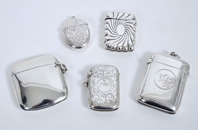 Lot 362 - Group of five late 19th/early 20th century silver vestas (Various dates and makers).