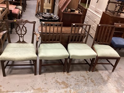 Lot 921 - George III mahogany open armchair and three other chairs