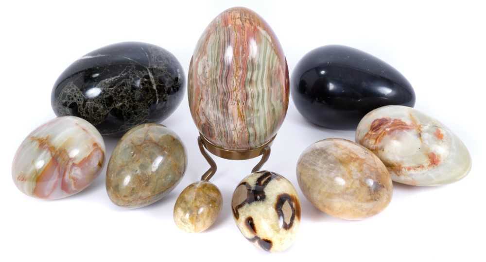 Lot 823 - Collection of large specimen stone eggs