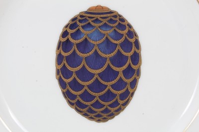 Lot 827 - Set of four modern ‘Fabergé Fine China’ dishes decorated with Imperial Easter eggs