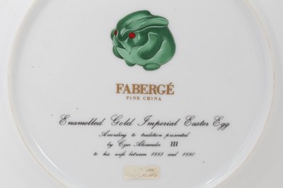 Lot 827 - Set of four modern ‘Fabergé Fine China’ dishes decorated with Imperial Easter eggs