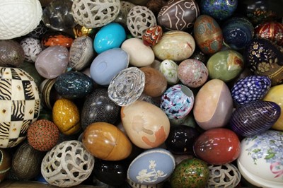 Lot 833 - Large collection of decorative eggs, in a variety of mediums, approximately 100