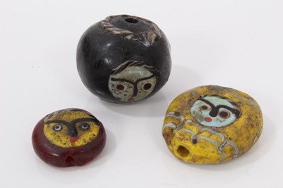 Lot 889 - Three unusual Roman-style mosaic glass beads