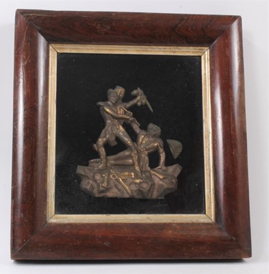 Lot 890 - Unusual framed bronze scene of a brigand