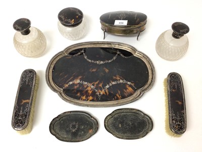 Lot 458 - Group of silver and tortoiseshell dressing table items