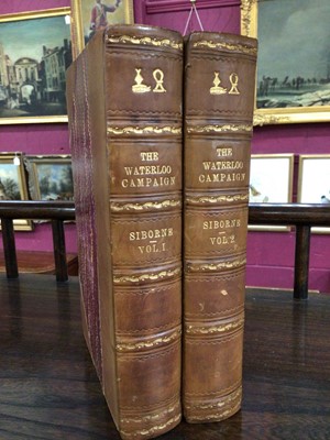 Lot 845 - The Waterloo Campaign by Captain W. Siborne, second edition, T & W Boone, 1854, with Gurney family bookplate and half calf binding with embossed Gurney armorial crest