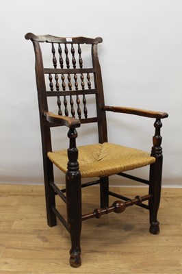 Lot 1368 - Early 19th century Lancashire / Cheshire spindle back chair, and a similar side chair