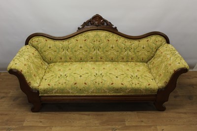 Lot 1377 - Mid 19th century  mahogany scroll arm sofa