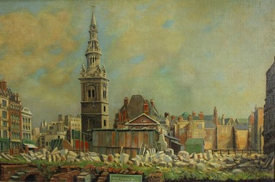 Lot 1288 - Francis Ives Naylor, oil on canvas, London bomb site