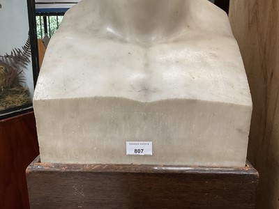 Lot 643 - Manner of Antonio Canova (1757-1822): Fine and impressive 19th century marble bust of Napoleon, on oak stand