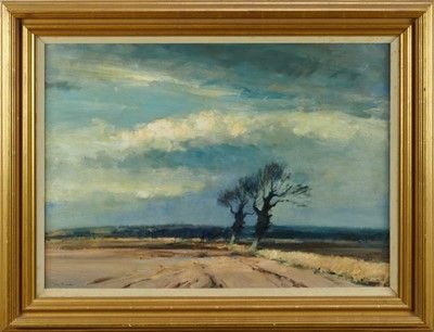 Lot 1260 - Ian Houston oil on board - Oak Trees in Winter Sunlight, signed, in gilt frame