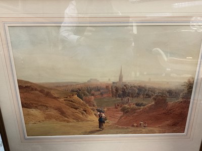 Lot 1262 - John Thirtle (1777-1839) watercolour - Norwich from Mousehold Heath, signed and dated 1816, in glazed gilt frame
