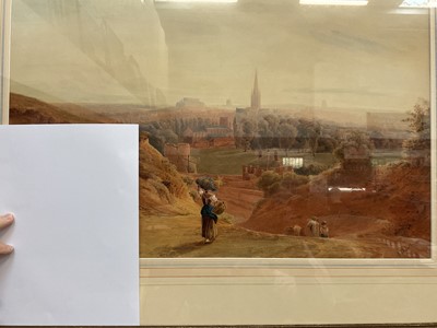Lot 1262 - John Thirtle (1777-1839) watercolour - Norwich from Mousehold Heath, signed and dated 1816, in glazed gilt frame