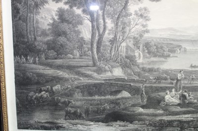 Lot 1202 - Wilhelm Friedrich Gmelin (1760-1820) engraving after Claude Lorrain - Il Molino Di Claudio, 1804, 56cm x 68cm, in glazed ebonised frame