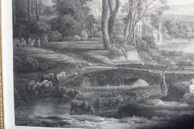Lot 1202 - Wilhelm Friedrich Gmelin (1760-1820) engraving after Claude Lorrain - Il Molino Di Claudio, 1804, 56cm x 68cm, in glazed ebonised frame