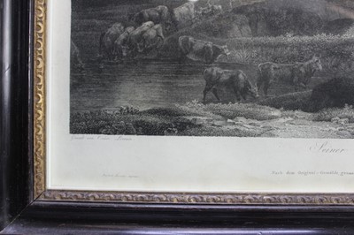 Lot 1202 - Wilhelm Friedrich Gmelin (1760-1820) engraving after Claude Lorrain - Il Molino Di Claudio, 1804, 56cm x 68cm, in glazed ebonised frame