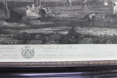 Lot 1202 - Wilhelm Friedrich Gmelin (1760-1820) engraving after Claude Lorrain - Il Molino Di Claudio, 1804, 56cm x 68cm, in glazed ebonised frame
