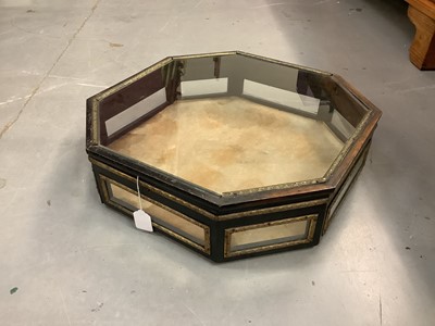 Lot 1317 - 19th century ebonised and brass mounted tabletop display cabinet, of octagonal form with hinged top, 55cm wide