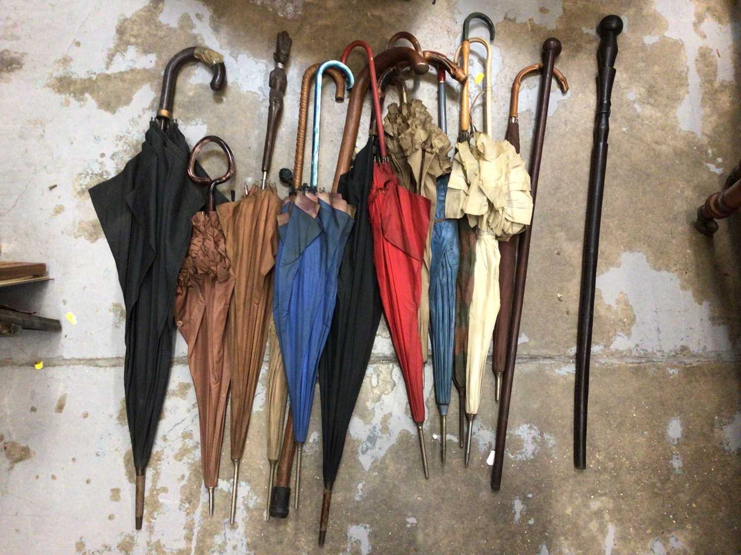 Lot 32 - Collection of various walking sticks and umbrellas