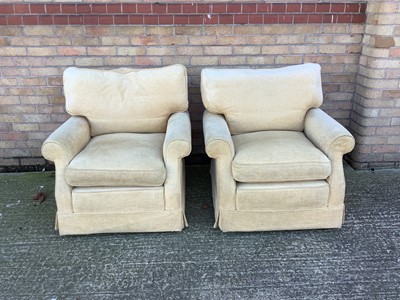 Lot 1327 - Pair of deep upholstered armchairs