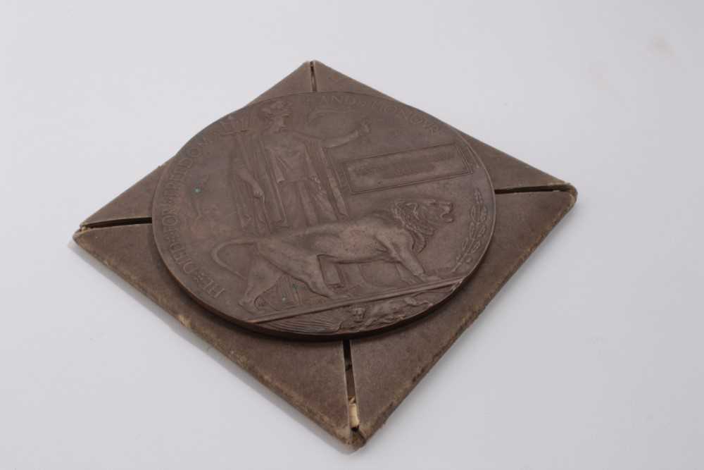 Lot 818 - First World War Memorial (Death) plaque named to Edgar Stephenson Hallford, in original cardboard packet