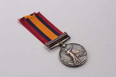 Lot 821 - Queen's South Africa medal with one clasp- Defence of Ladysmith, named to 5922 PTE. A. Knight. Rifle Brigade N.B. Naming is worn but not obviously erased.