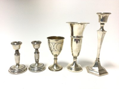 Lot 370 - Selection of miscellaneous silver, including a pair of contemporary candlesticks