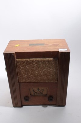 Lot 823 - Second World War Civilian A.C. model Radio receiver, with original paper instruction label to reverse.