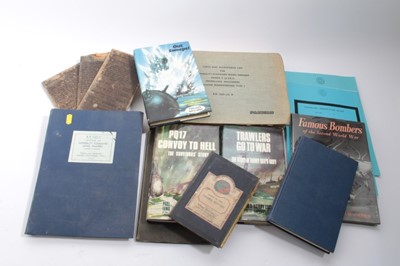 Lot 824 - Group of Second World War related books and other items to include Anti - Gas eyeshields, Paxman & Co Parts and Allowance list for Admiralty Diesel engines and other books (1 box)