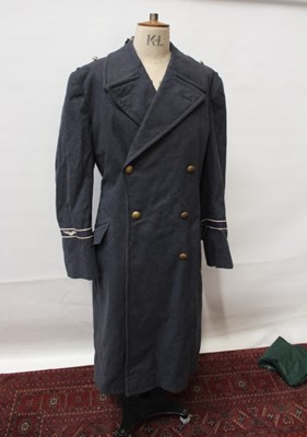 Lot 825 - Post War East German Air Force Great Coat, together with a vintage American Stars and Stripes flag marked Dura and other military uniform (1 box)