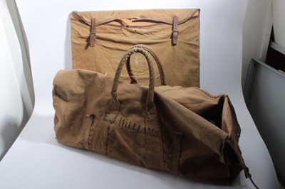 Lot 826 - Second World War British military issue canvas bed in outer bag dated 1944, together with a map chart in canvas webbing case.