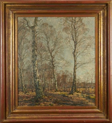 Lot 1166 - Carl Hansen (1872-1934) oil on canvas - winter woodland with a figure on a track, signed and dated 1906, 59cm x 51cm