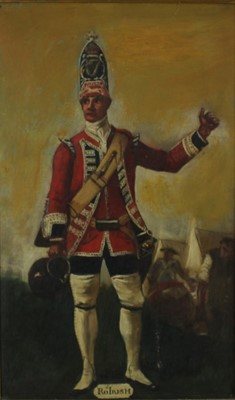 Lot 106 - After David Morier, oil on canvas - a solider of the 18th Royal Regiment of Foot, inscribed, in gilt frame  
NB: the present study is copy of part of the painting in the Royal Collection