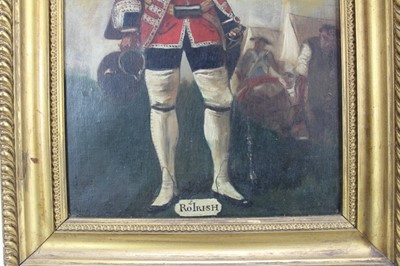 Lot 106 - After David Morier, oil on canvas - a solider of the 18th Royal Regiment of Foot, inscribed, in gilt frame  
NB: the present study is copy of part of the painting in the Royal Collection