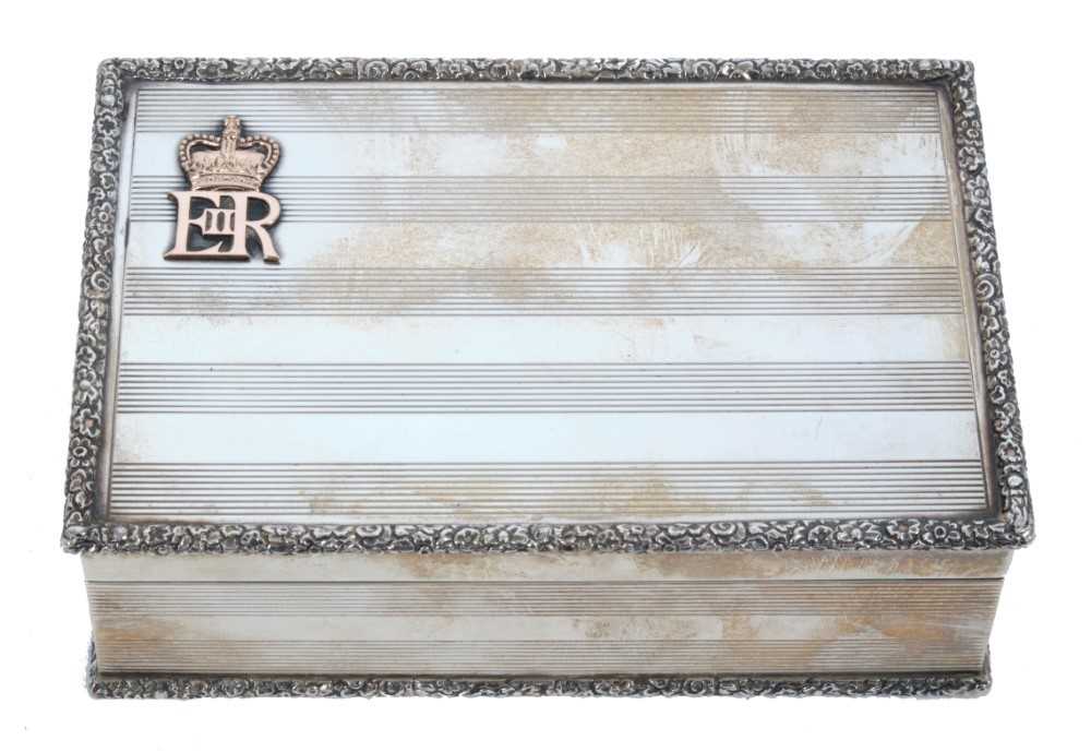 Lot 59 - H.M. Queen Elizabeth II, fine presentation gold mounted silver table box
