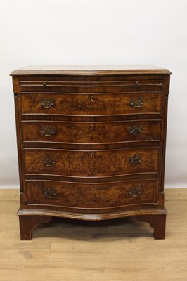 Lot 1350 - George III style figured walnut serpentine dwarf chest