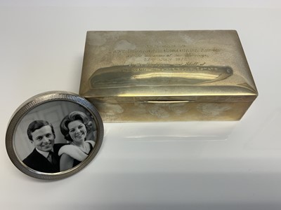 Lot 60 - Lady Elizabeth Shakerley C.V.O. (1941-2020), silver cigarette box of rectangular form engraved ' Presented to Lady Elizabeth Georgina Anson