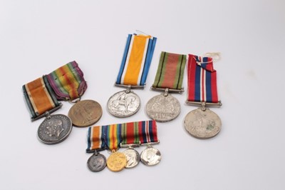 Lot 829 - First World War pair comprising War and Victory medals named to G-14193 PTE. S. Hickford E. Kent. R. (mounted on bar), together with another First World War War medal named to 62849 PTE. H. H. Andr...