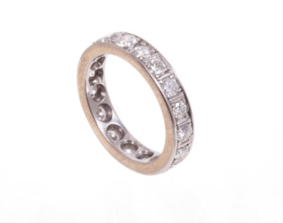 Lot 574 - 18ct white gold and diamond full band eternity ring with brilliant cut diamonds estimated to weigh approximately 1.4cts in total. Ring size K½.