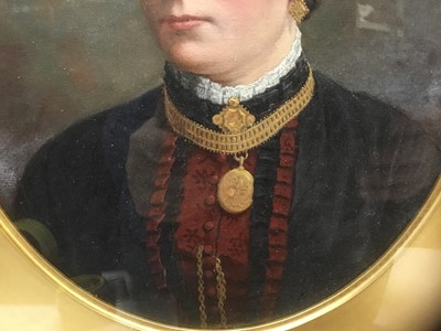 Lot 79 - English School, 19th century, oil on canvas, head and shoulders portrait of a woman