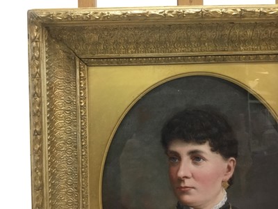 Lot 79 - English School, 19th century, oil on canvas, head and shoulders portrait of a woman