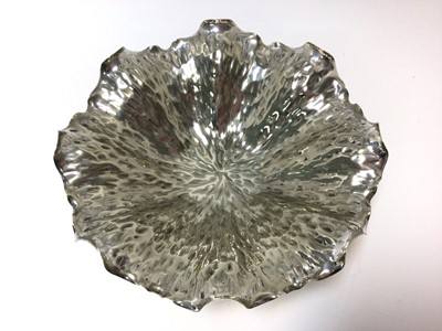 Lot 421 - Late 19th century silver plated pedestal dish of naturalistic form with bark effect finish, marks to underside for Hukin & Heath Pedestal and numbered 4990, possibly a design by Dr