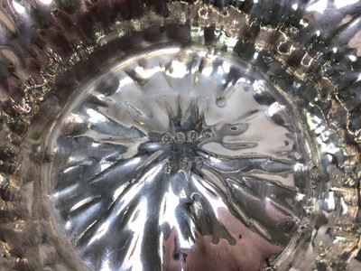 Lot 421 - Late 19th century silver plated pedestal dish of naturalistic form with bark effect finish, marks to underside for Hukin & Heath Pedestal and numbered 4990, possibly a design by Dr